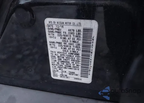 2017 Nissan Rogue Sl z USA, uszkodzony, nr VIN JN8AT2MV1HW013818